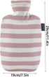 TIANYIA Reusable Classic Stripe Hot Water Bottle, Large Hot Water Bag with Soft Cotton Cover, for Hand Feet and Bed
