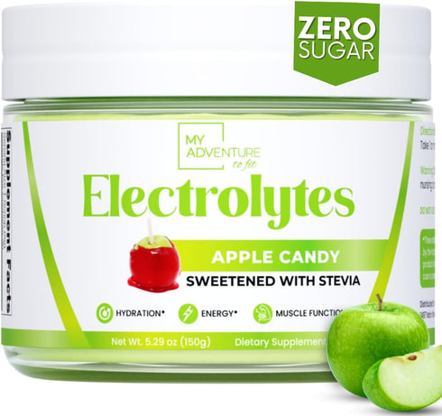 Zero Sugar - Apple Candy Electrolytes Powder - Caffeine Free Hydration with All Natural Ingredients, 30 Servings