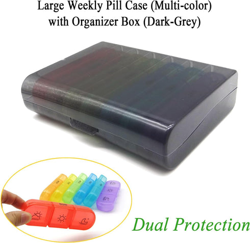 Wopanxye 7-Day 3 21 Travel Pill Organizer, Times a Day, AM PM Pill Box Tray with One-Side Large Opening for Easy