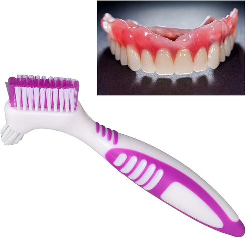 ANGGREK Premium Denture Cleaning Brush Set, Dual Head Cleaner Tool for Denture Care