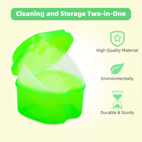 Colorful Plastic Dental Orthodontic Retainer Container Cleaning Case, Mouthguard Storage Soaking Case for Travel