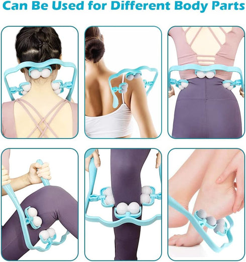 Abnaok Neck Massager, Upgrade Deep Tissue Roller for Pain Relief, Handheld Shiatsu Massage Tools with 6 Wheels