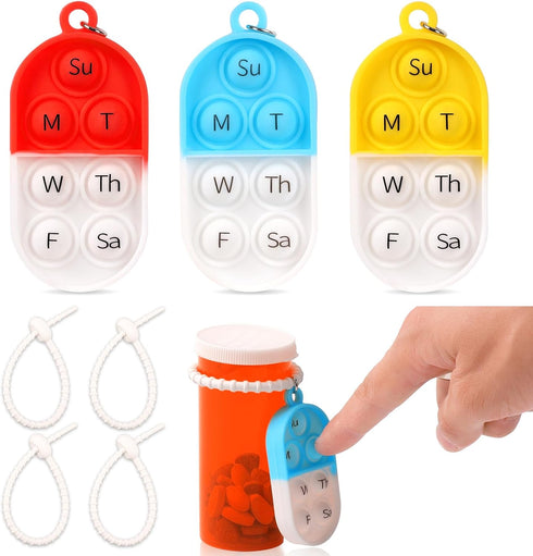 MSHUNKEJI 3 Pack Pill Reminder Medication Pill Tracker Bottle with Ties Reusable Daily