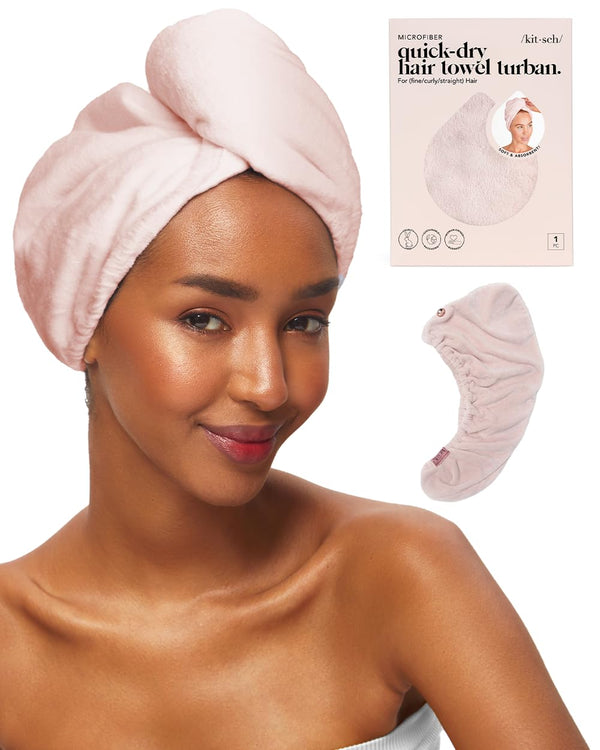 Kitsch Microfiber Hair Towel Wrap for Women - Super Absorbent Hair Drying Towel for Long & Short, Wet & Curly Hair