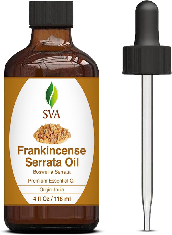SVA Frankincense Essential Oil, 4 Fl Oz, 100% Natural Boswellia Serrata Oil for Diffuser, Hair Care, Skin Care