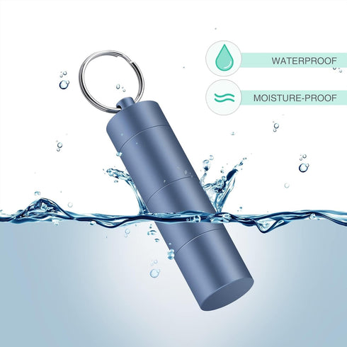 Opret Keychain Pill Holder, Waterproof Portable Travel Pill Box with 3 Compartments for Purse (Blue)