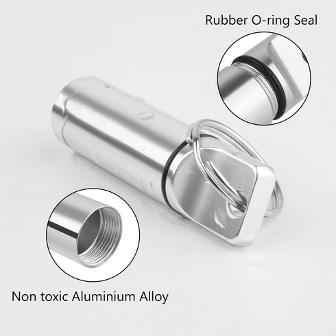 2 Pack Small Pocket Pill Box Keychain, Portable Mini Aluminium Pill Organizer for Travel (Black & White)