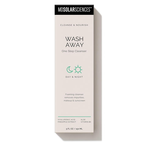 MDSolarSciences Wash Away One Step Foaming Cleanser, Dermatologist Developed Vegan Formula with Hyaluronic Acid,