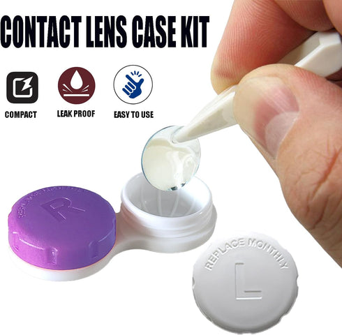 Kuanfine 4 Pack Contact Lens Case Leak Proof Travel Contact Case, Colored Contact Lens Storage Holder Container(Multi