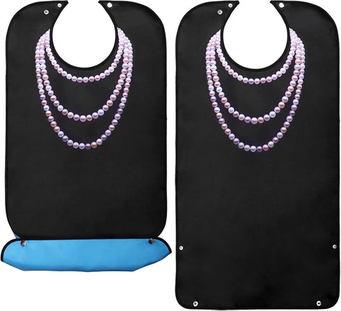 Set 3, 18 34 Inch Kingrol Adult Bibs for Women, Waterproof Clothing Protector with Crumb Catcher, Adjustable, Washable