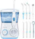 TUREWELL Water Flossing Oral Irrigator - 600ML Dental Cleaner with 10 Adjustable Pressure, 8 Tips