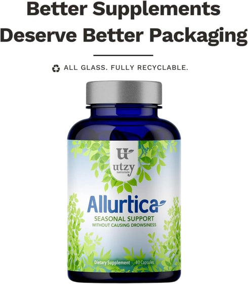 Allurtica Sinus & Respiratory Support Supplement, Quercetin and Stinging Nettle, 40 Capsules