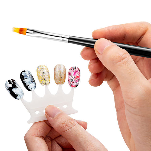 WOKOTO 3 Pcs Nail Ombre Brushes Set with 8 Additional Nail Sponges for Acrylic Application Gradient Gel