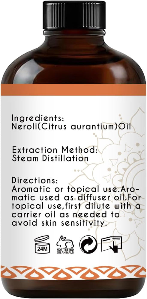 Neroli Essential Oil 4 Oz, Premium Aromatherapy Oil- Versatile Use for Beauty Home Care - 100% Pure & Natural Neroli Oil