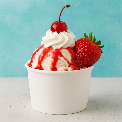 Lakesstory 4 oz 25-Count Frozen 4-Ounce White Paper Ice Cream Cups Disposable Dessert Bowls for Hot or Cold Food