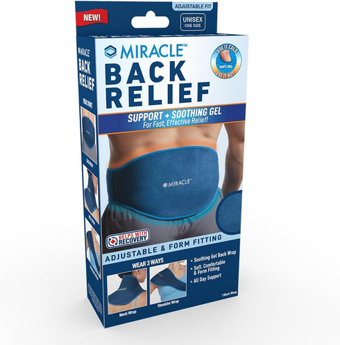 Miracle Back Relief Gel-Infused Compression Wrap for 360-Degree Neck, Shoulder & Back Support, Comfortable Upper/Lower