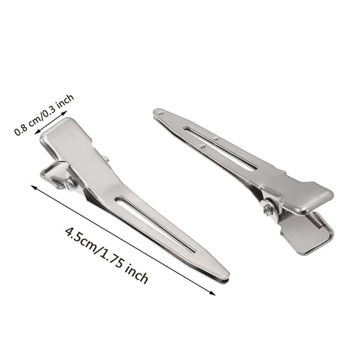 Hicarer 1.75 Inches Single Prong Hair Clips, 50 Pack - Durable Metal Alligator Clips for Hair Extensions, Dreads, Pin