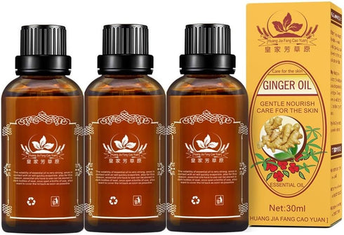 Meifen 3 Pack Lymphatic Drainage Ginger Oil, Ginger Massage Oil to Promote Blood