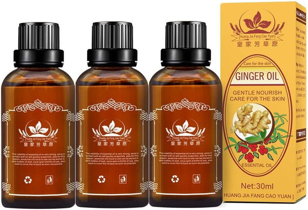 Meifen 3 Pack Lymphatic Drainage Ginger Oil, Ginger Massage Oil to Promote Blood