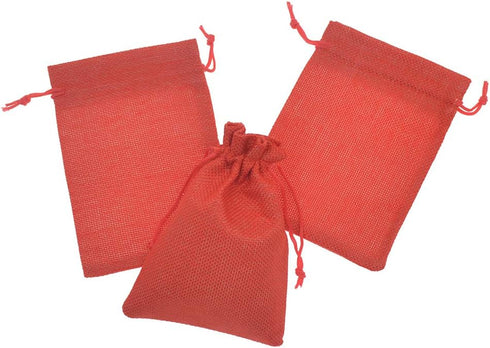 20pcs Burlap Bags with Drawstring - 2.7x3.5 Inch Red Jute Gift Bag Bulk for Christmas Wedding Party Favors