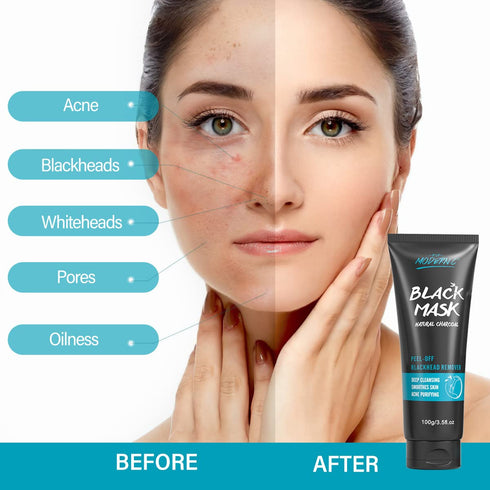 POP MODERN.C Blackhead Remover Mask Bamboo Charcoal Peel Off Mask 3-in-1 Kit for Deep Cleansing