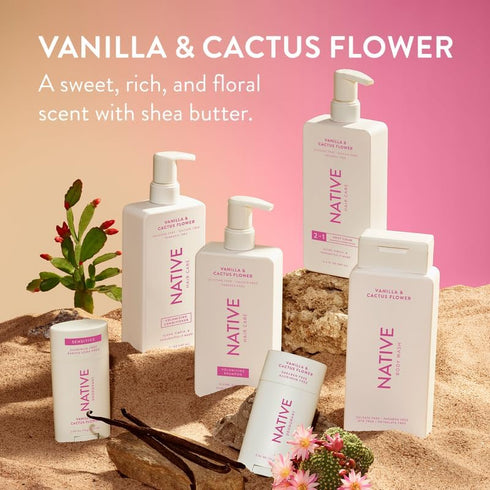 Native Vanilla & Cactus Flower Conditioner Set | 2-Pack, 16.5 fl oz each, Sulfate & Dye Free, All Hair Types