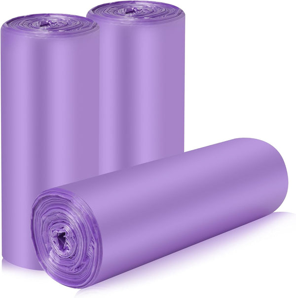 60pcs 4 Gallon Small Strong Trash Bags, Purple Garbage Bags for Office, Home, Bedroom