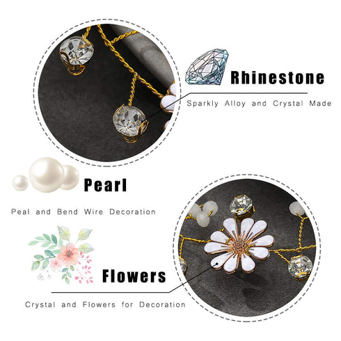 Unicra Daisy Flower Wedding Hair Vine, Gold Bridal Hair Piece, Crystal Accessories for Women