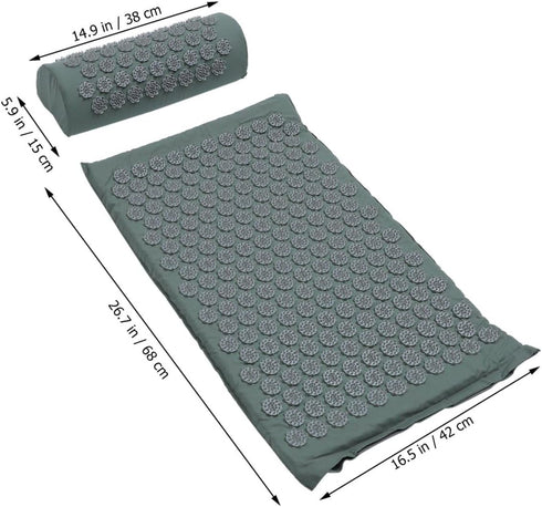 Set Acupressure Mat and Massage Pillow with Carry Bag for Relief and Muscle Relaxation, Portable Yoga Exercise Mat