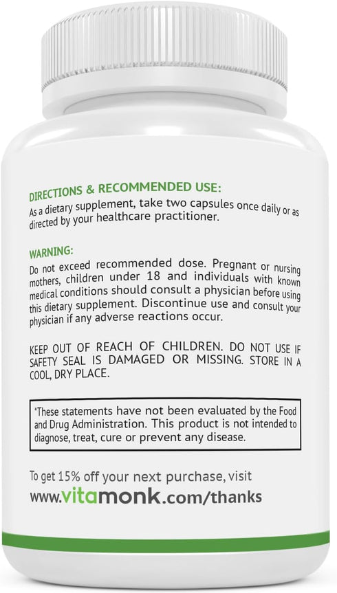 VitaMonk CortiTrax Natural Cortisol Blocker - Doctor Formulated Cortisol Support & Reducer - 60 Capsule Supplement