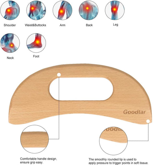 Wooden Cellulite Massager, Body Guasha Tool for Lymphatic Drainage, Wood Stick Massage Tool for Body Muscle Relaxing