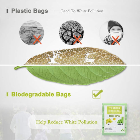 Jaoul Trash Bags 1.2 Gallon, Strong & Unscented Mini Garbage Bags for Kitchen, Bathroom, Office, Green, 80 Counts