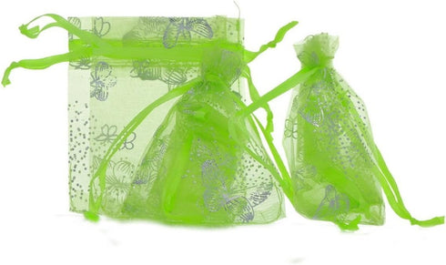 Wholesale 100PCS Organza Bag Butterfly Design Wedding Pouches Jewelry Packaging Bags (3.5x4.5 Light Green, 9x12cm)