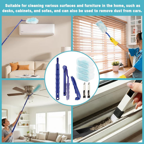 Ravionell 30 2 2 Dusters Starter Kit, pcs Microfibers Duster Refills with Extendable Handle and Mini Crevice Cleaning