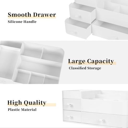 Makeup Organizer for Vanity - Large Capacity Desk Organizer with Drawers for Cosmetics, Jewelry, Nail Care, Skincare