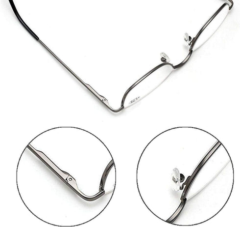 Half Frame Reading Glasses, Half Metal Moon Readers for Men and Women, 2 Pairs, 1.25