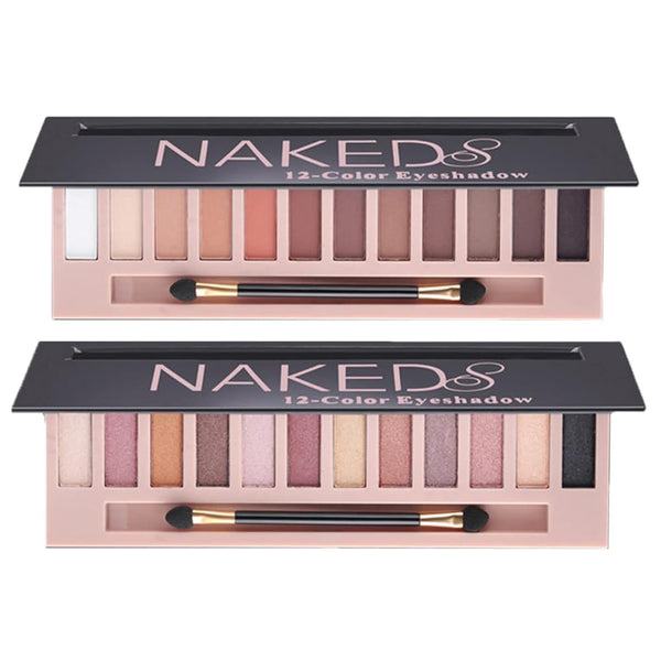 BestLand 2 Pack 12 Colors Makeup Nude Eyeshadow Palette, Natural Matte Shimmer Glitter Pigment Set, Waterproof Kit (2