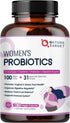 Probiotics for Women Digestive Health, 100 Billion CFUs, 180 Veggie Capsules with Digestive Enzymes