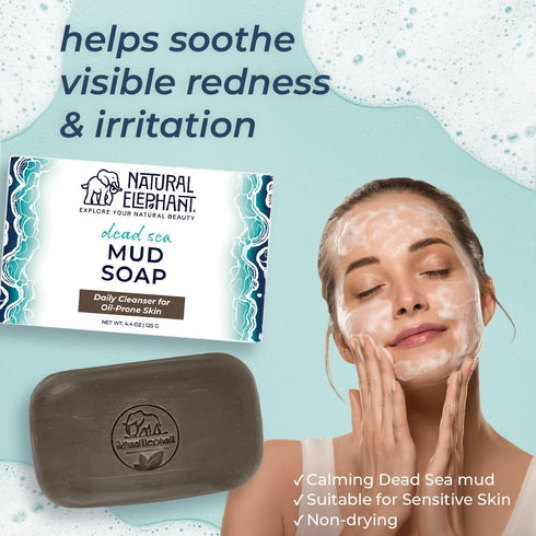 Natural Elephant Dead Sea Mud Soap 4.4 oz (125 g) – All-Natural Face and Body Cleanser with Mineral-Rich Mud