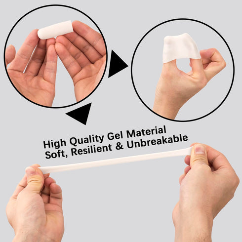 ANCIRS Gel Finger Support Protector Gloves, Silicone Fingertips for Cracking Hands, Eczema Skin (20pcs White)