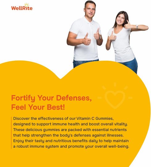 Vitamin C Gummy Vitamins, 60 Count, Orange Flavor, Vegan, Gluten Free, Boosts Immunity & Prevents Iron Deficiency