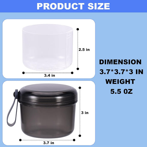 Denture Case, Leak Proof Bath Cup for Travel, Transparent Grey Container for Soaking Dentures
