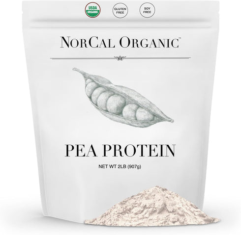 NorCal Organic Premium Pea Protein Isolate, 100% Vegan and Organic, UNFLAVORED, Bulk 2lbs