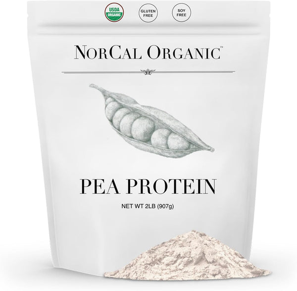 NorCal Organic Premium Pea Protein Isolate, 100% Vegan and Organic, UNFLAVORED, Bulk 2lbs