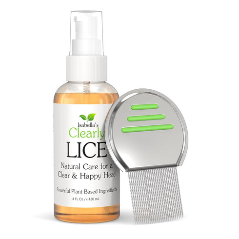 Isabella's Clearly LICE, Blend of Natural and Essential Oils, Non Toxic Scalp Oil for Lice and Nits with Metal Nit Comb