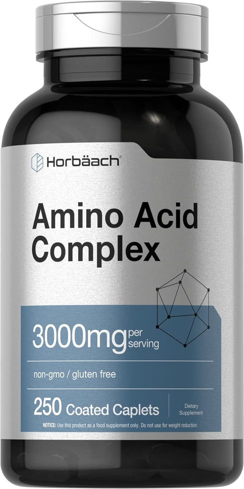 Horbaach Amino Acid Complex 3000mg - 250 Caplets, Non-GMO, Gluten Free Supplement