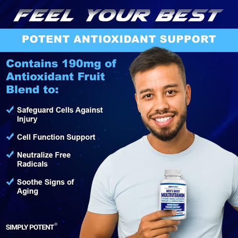 Daily Multivitamin for Men, 35 Vitamins & Minerals, Antioxidants for Energy, Focus, Immune & Prostate Health, 60