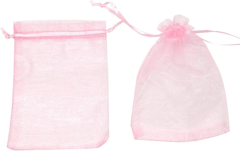 100Pcs Organza Bags 3.5x4.5 inch - Pink Baby Shower Favor Bags, Mesh Jewelry Gift Pouches