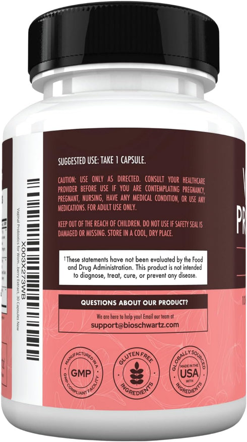 16in1 Vaginal Probiotics - 30 Capsules for Women, 10 Powerful Strains + Organic Prebiotics for Vaginal Health Support