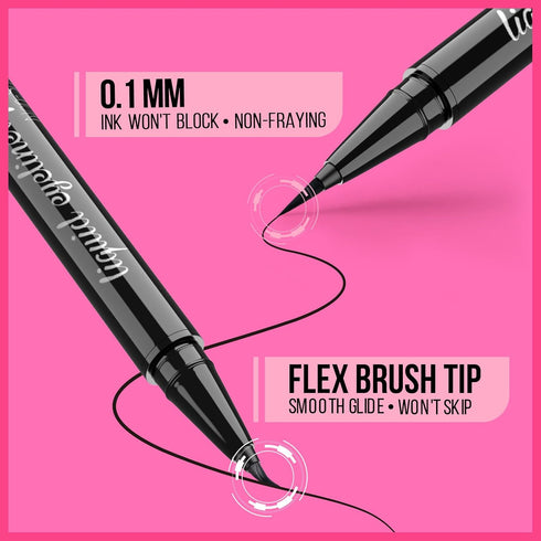 Liquid Eyeliner Waterproof with Precise Brush Tip, Professional Ink Eyeliner Pencil for Thin & Thick Lines, Black